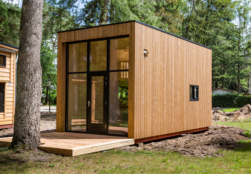 Wooden cabin in the forrest.