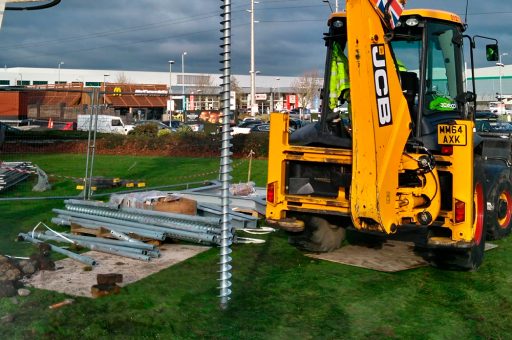 Installation of a large GroundPlug® TwisterTM Screw Pile.